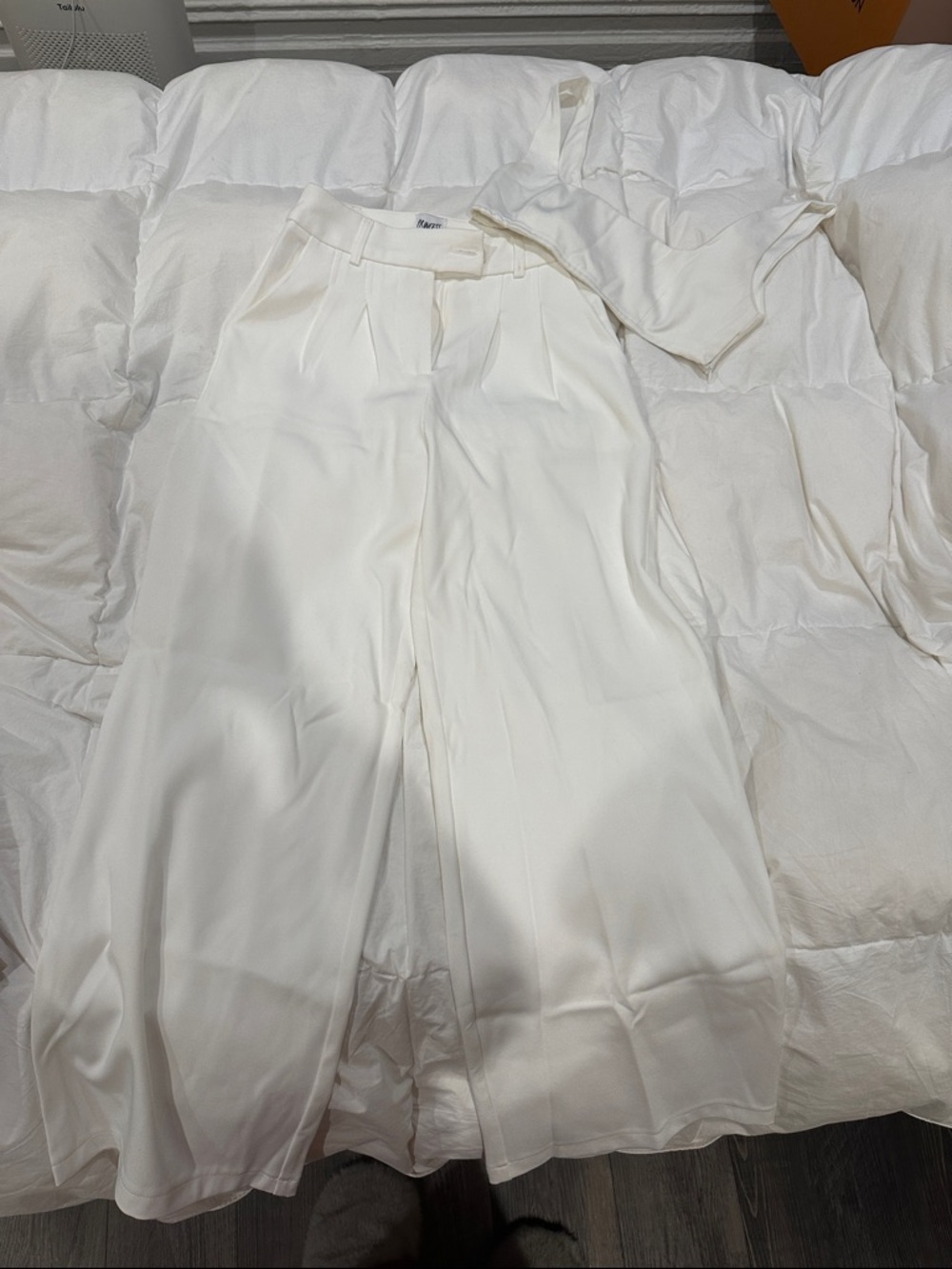 Princess Polly White Wide-Leg Pleated Trousers set